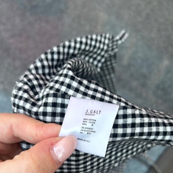 J. Galt Black and White Checkered Cropped Bra Cotton Top - Picture 3 of 9